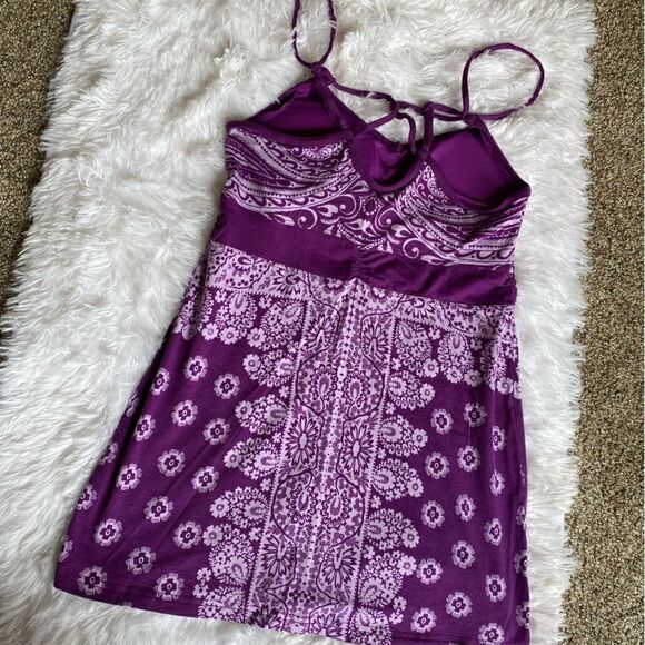 Athleta Majestic Paisley Tunic Tank Top Women’s Size Small Purple White Strappy - Picture 2 of 8